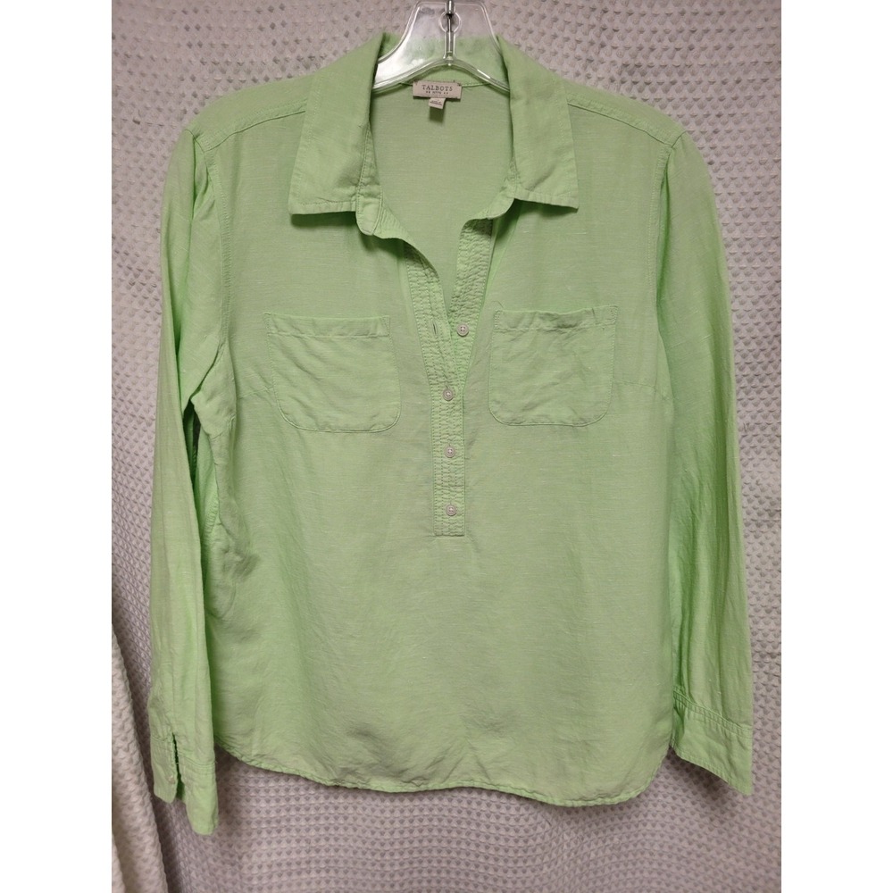 Talbots Sp linen blend tunic blouse Coastal Beach Vacation